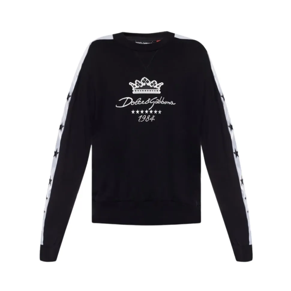 Sweat-shirt en coton noir à logo