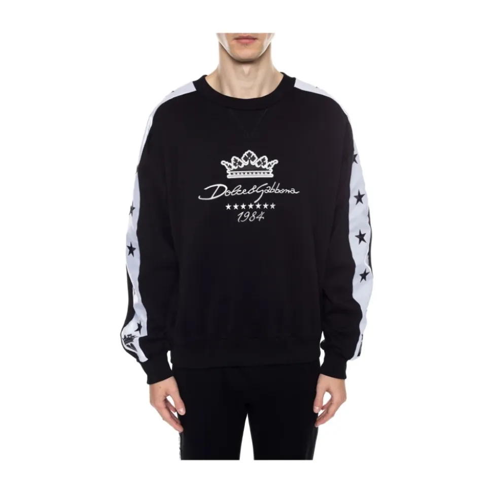 Sweat-shirt en coton noir à logo