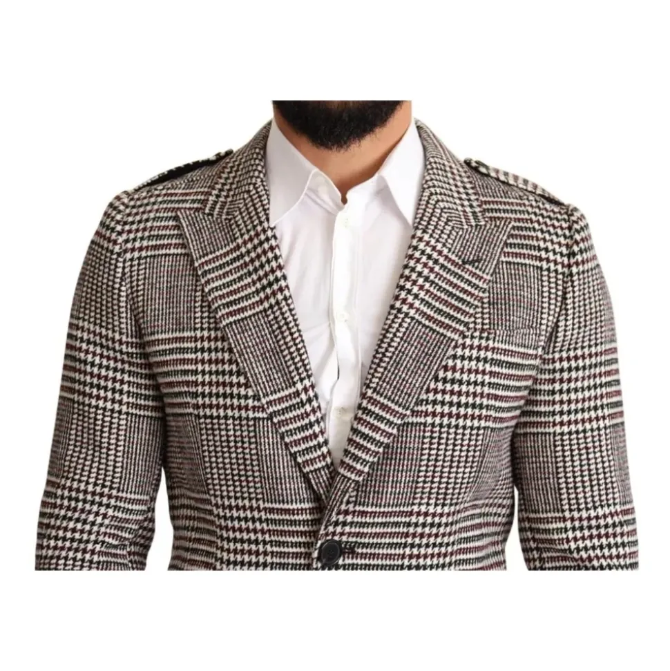 Trench-coat à carreaux gris avec poches