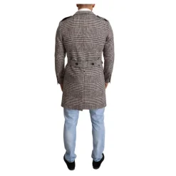 Trench-coat à carreaux gris avec poches