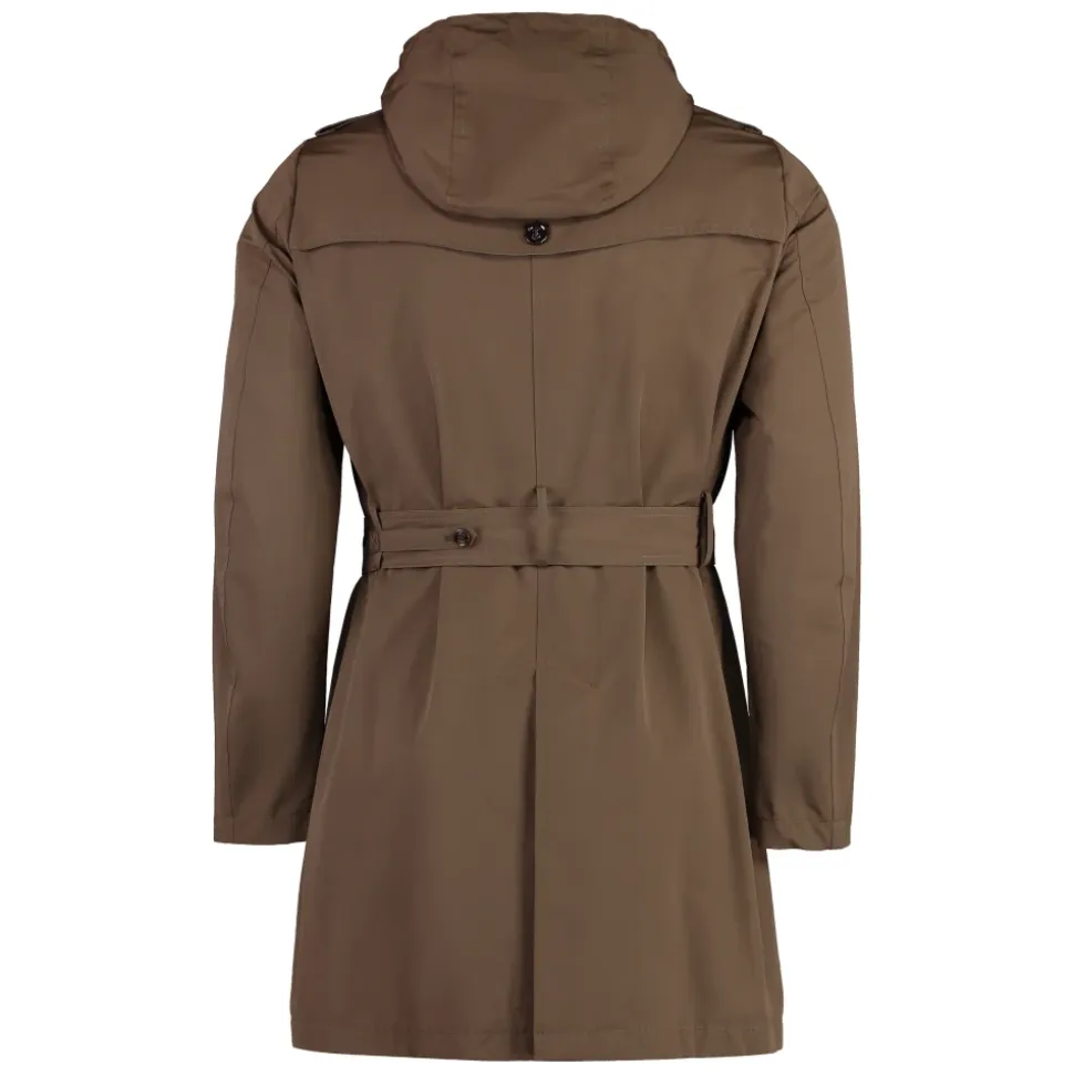 Trench en Coton avec Capuche Amovible