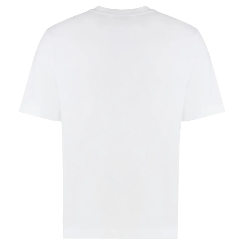 T-shirt en coton à col rond, col côtelé