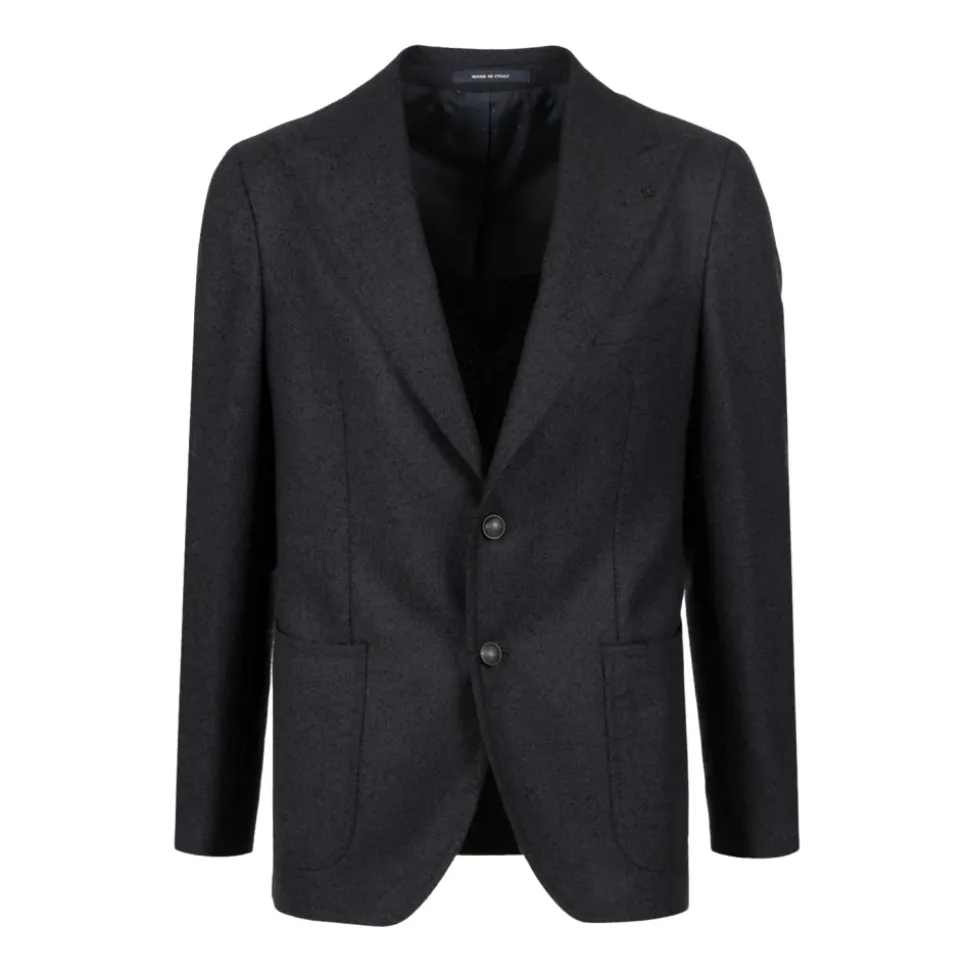 Veste Bleue en Laine avec Revers Cranté