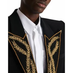 Veste 1 bouton à col brodé