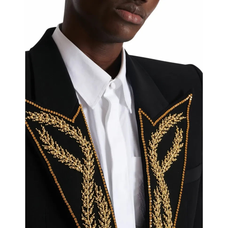 Veste 1 bouton à col brodé