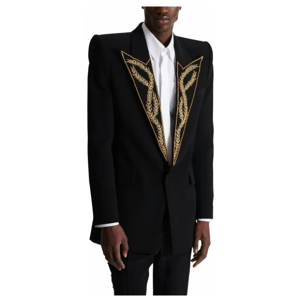 Veste 1 bouton à col brodé