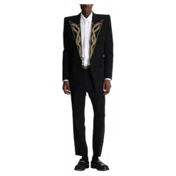 Veste 1 bouton à col brodé