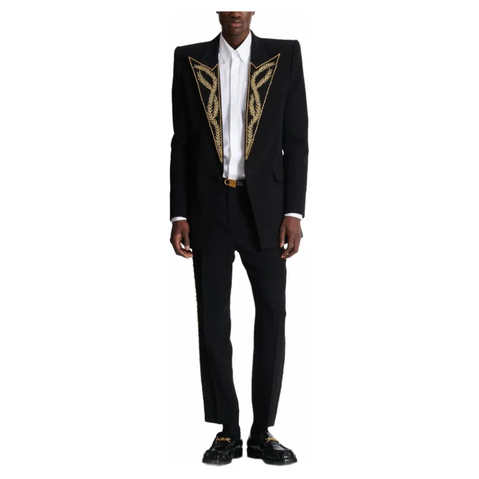 Veste 1 bouton à col brodé
