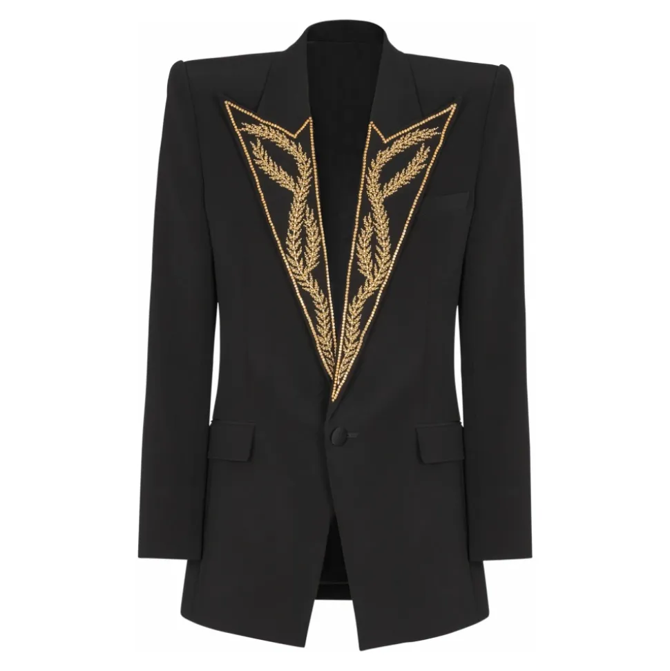 Veste 1 bouton à col brodé