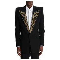 Veste 1 bouton à col brodé