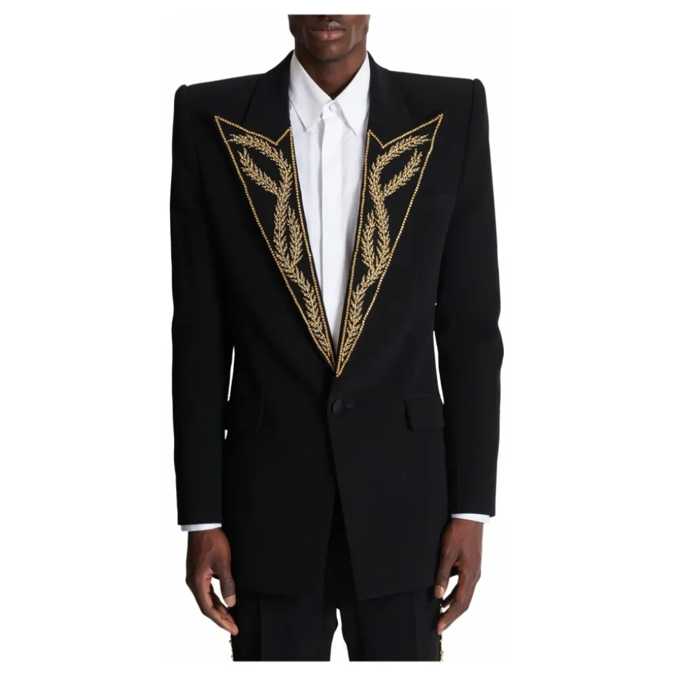 Veste 1 bouton à col brodé