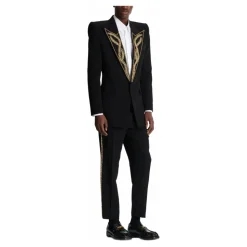Veste 1 bouton à col brodé