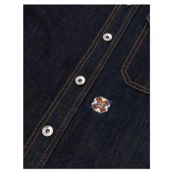 Veste chemise en jean coupe droite avec broderies intégrales