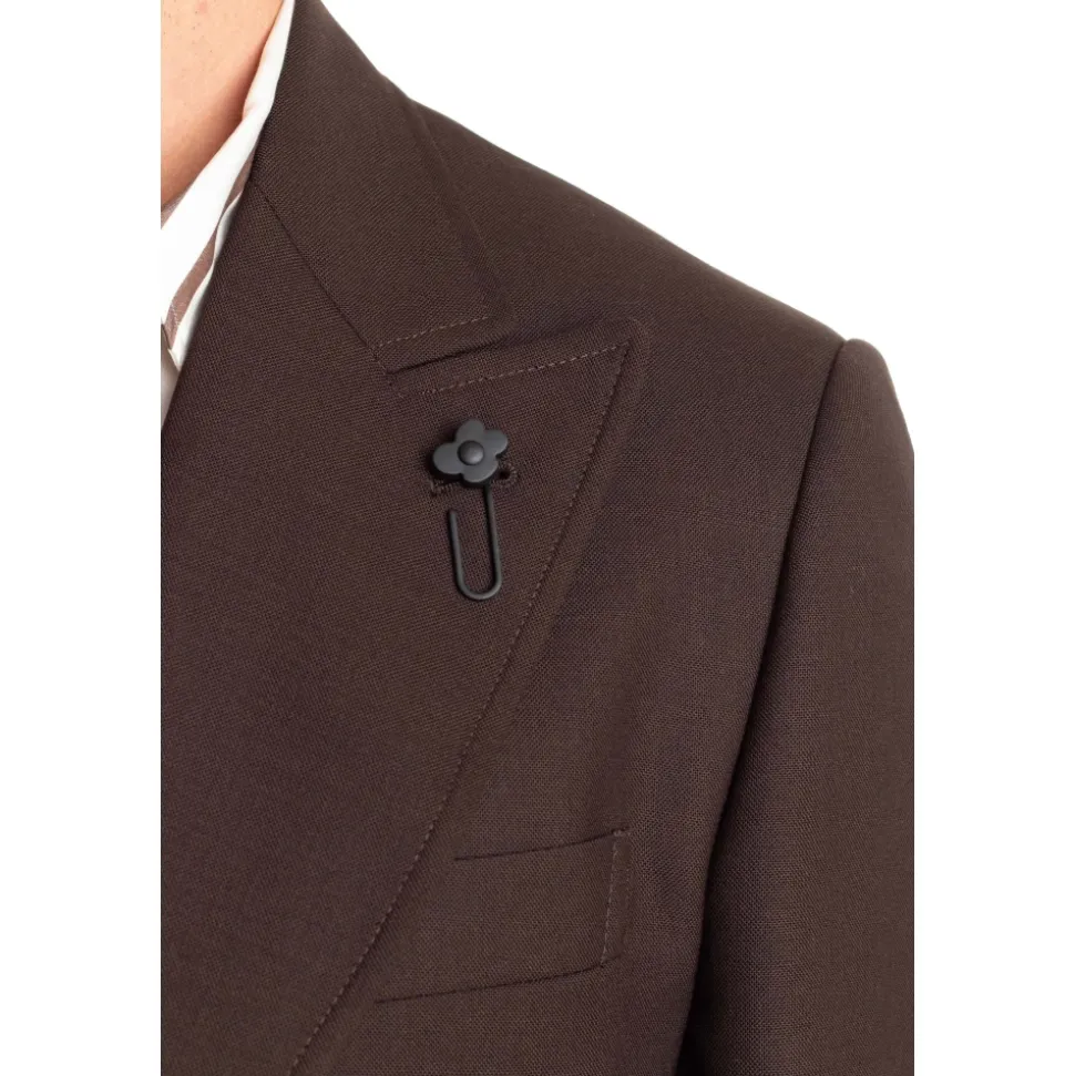 Veste Marron Maxi Revers Mono Bouton