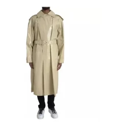 Veste Trench Coat en Cuir Beige