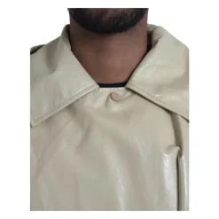 Veste Trench Coat en Cuir Beige