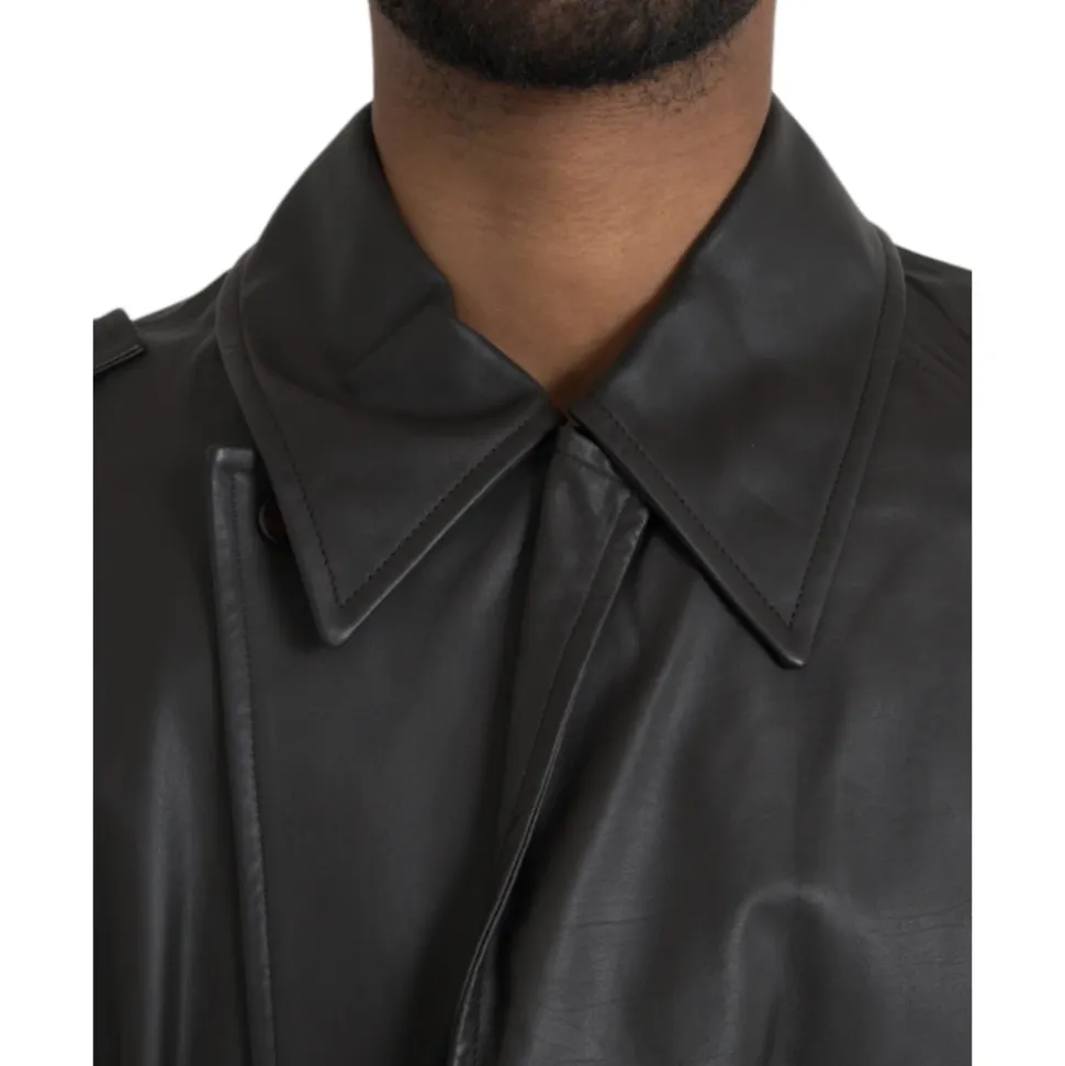 Veste Trench Imperméable en Cuir