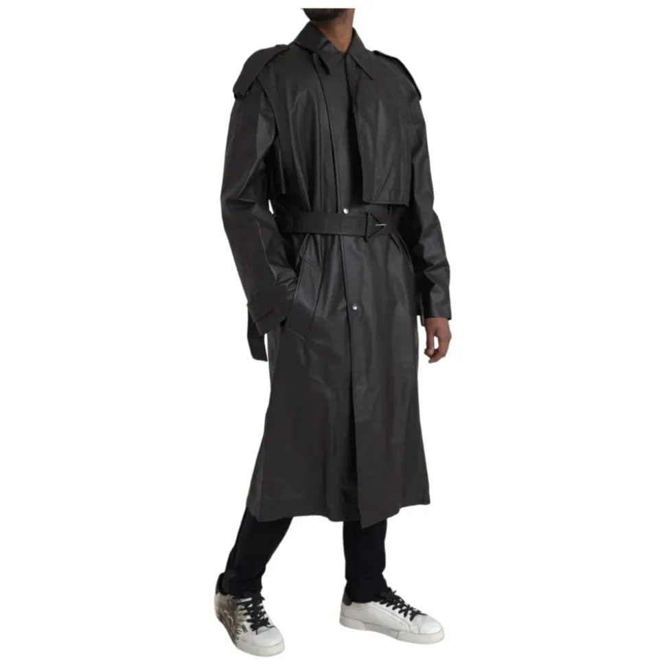 Veste Trench Imperméable en Cuir