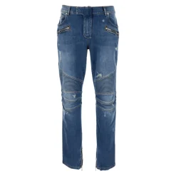 Vintage Blue Biker Denim Pantalon