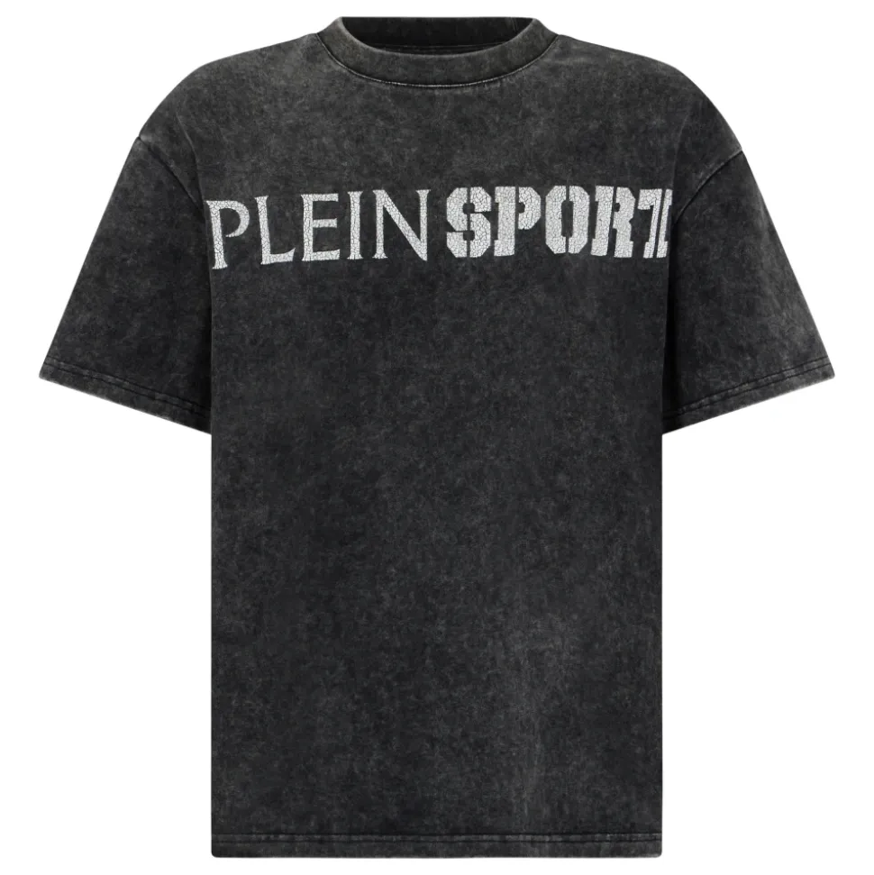 Washed Round Neck T-Shirt Crackle Scratch